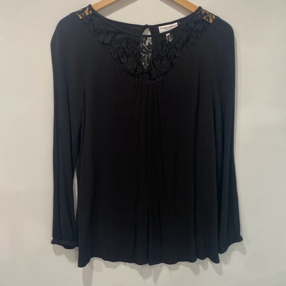 Liz Lange Maternity Black Lace‎ Yoke Long Sleeve L